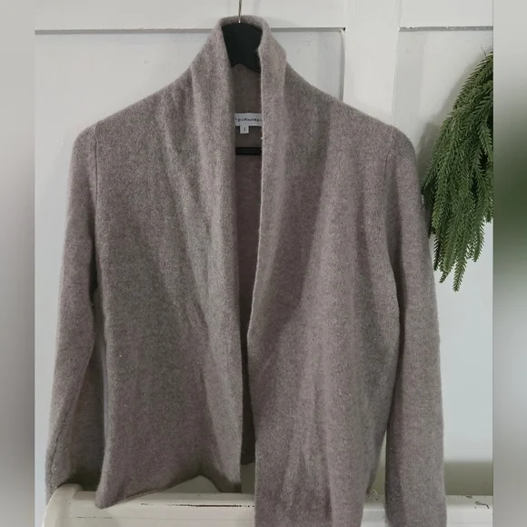 White + Warren Essential Cashmere Mini Trapeze Cardigan Sweater Gray Hea… - Picture 3 of 7